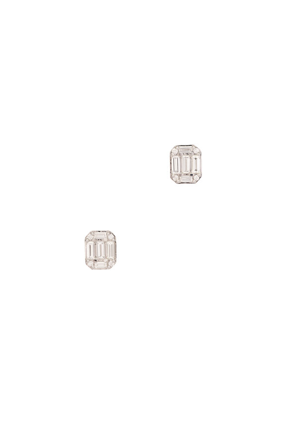 Kwiat 18k White Gold Diamond Sunburst Stud Earring - view 1