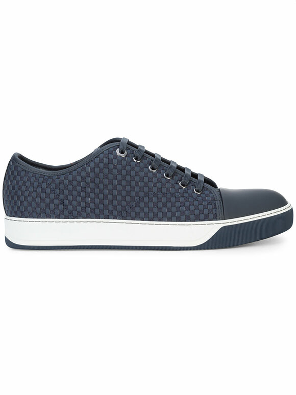 Lanvin - Navy Blue Woven Cap-Toe Sneaker 