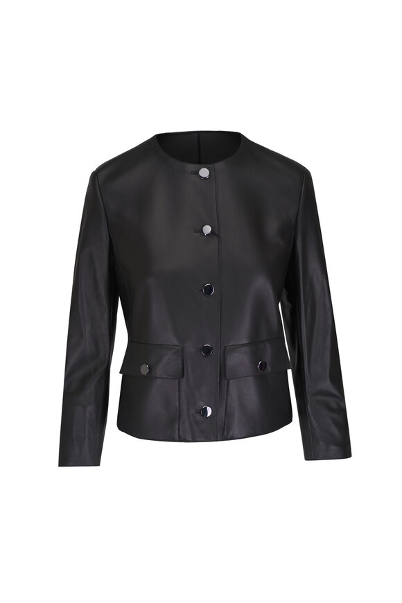 Akris Punto - Black Suede Moto Cropped Jacket | Mitchell Stores