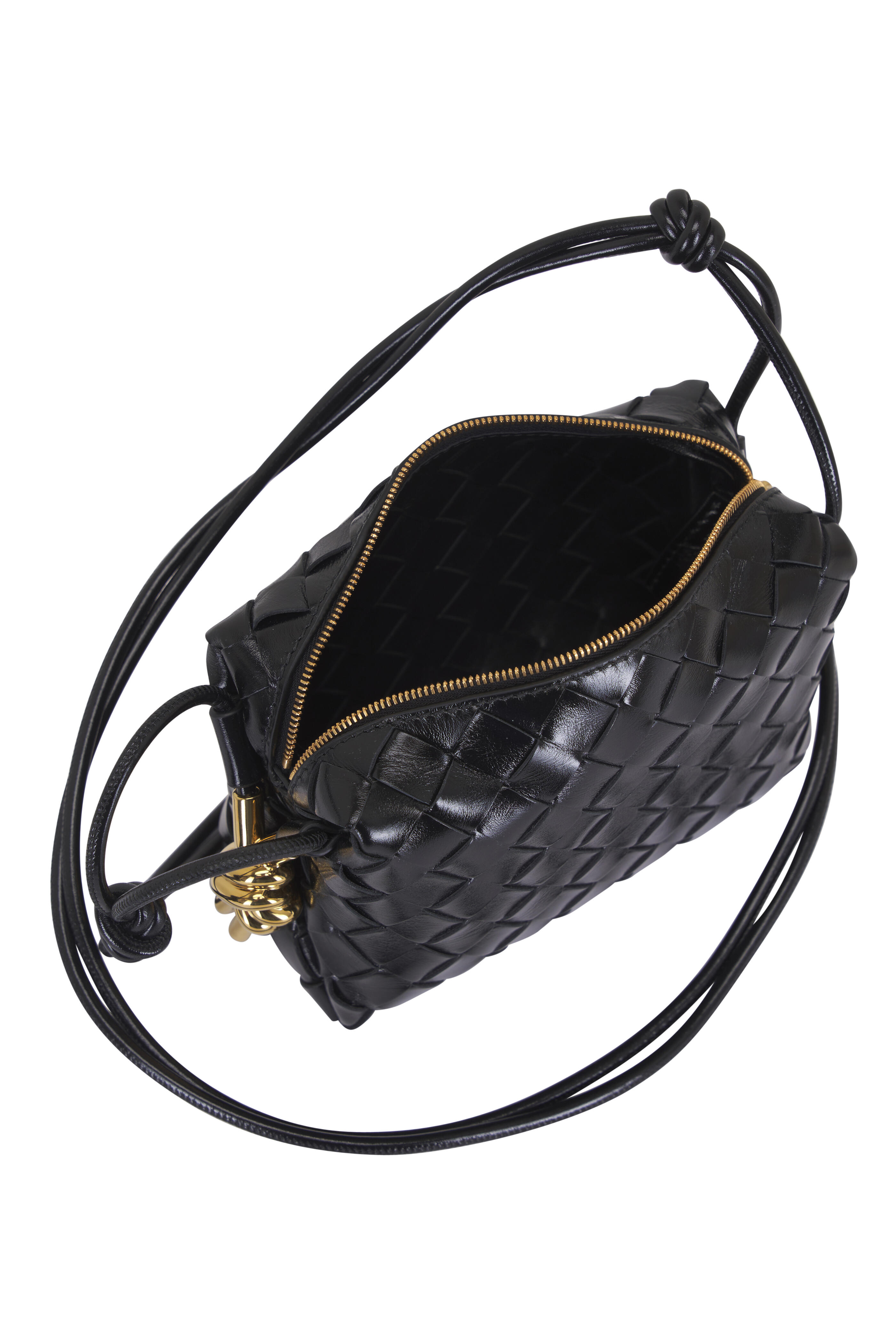 Bottega Veneta - Mini Loop Metal Knot Black Intrecciato Bottega Veneta - Mini Loop Metal Knot Black Intrecciato