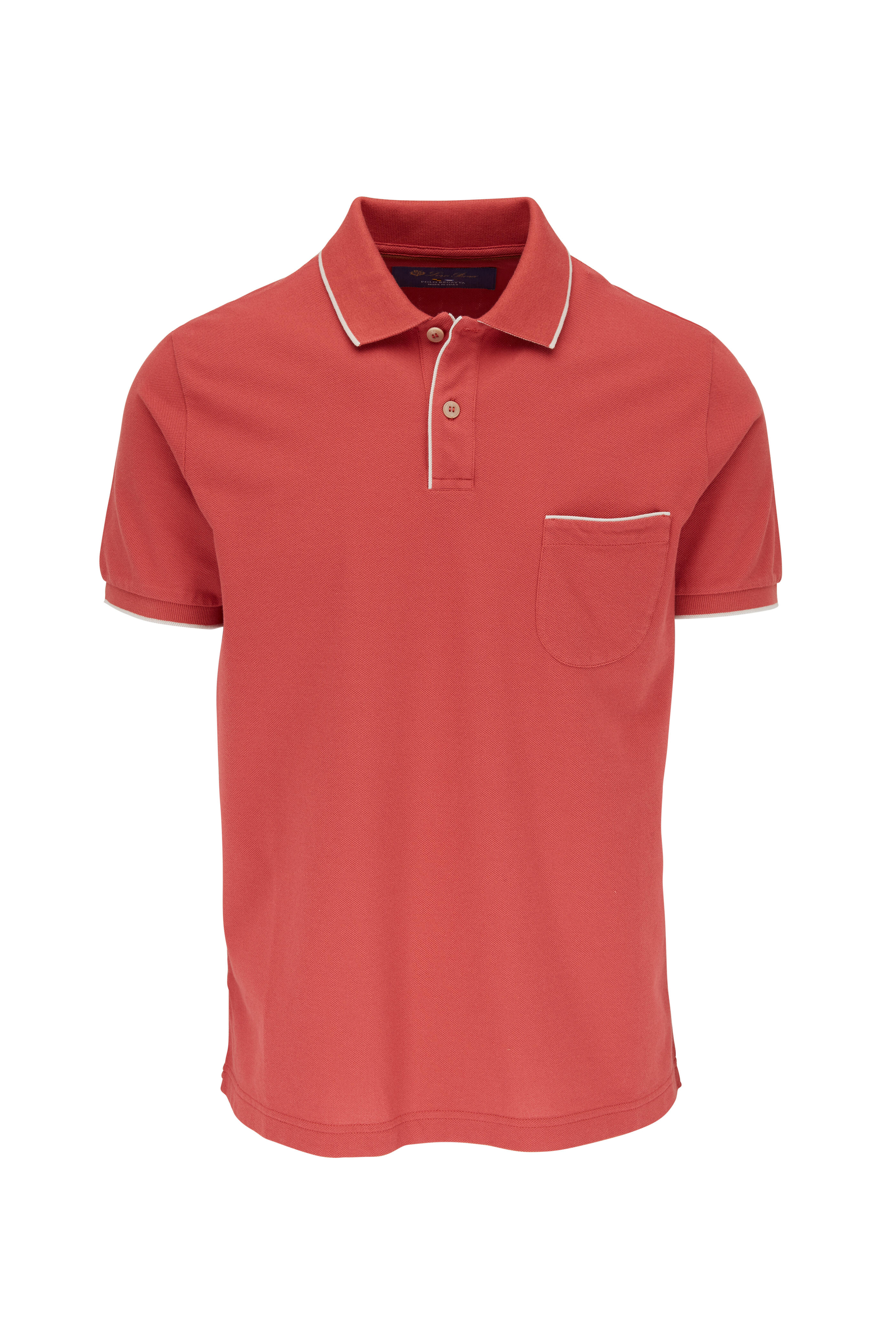 Loro Piana - Regatta Red Tipped Piquè Polo | Mitchell Stores