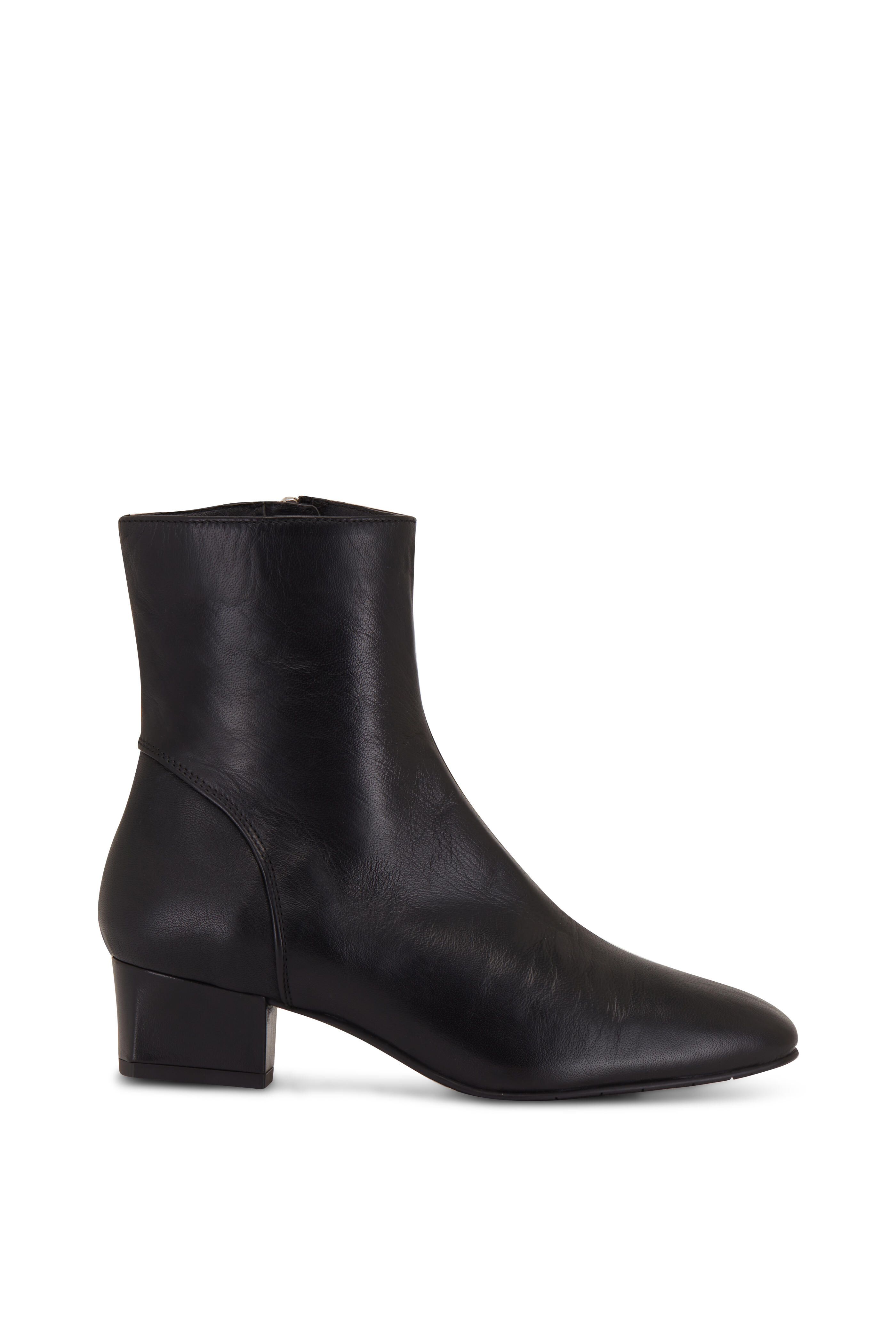 Stretch-leather ankle boots