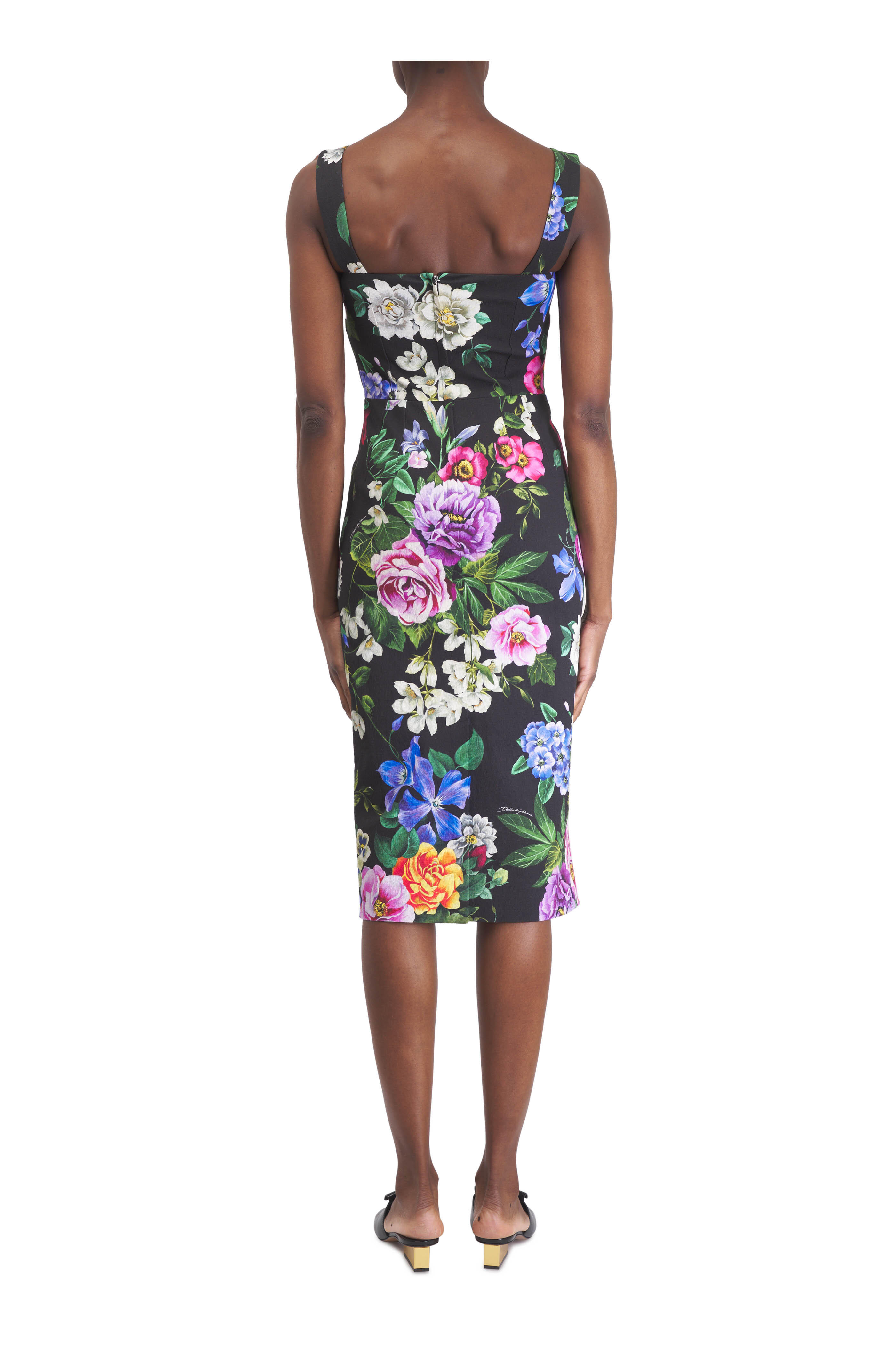 Dolce & Gabbana - Multicolor Floral Print Seamed Midi Dress