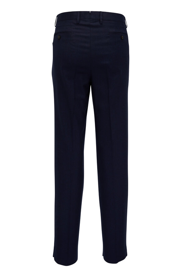 Maurizio Baldassari - Navy Blue Mélange Wool Flannel Dress Pant