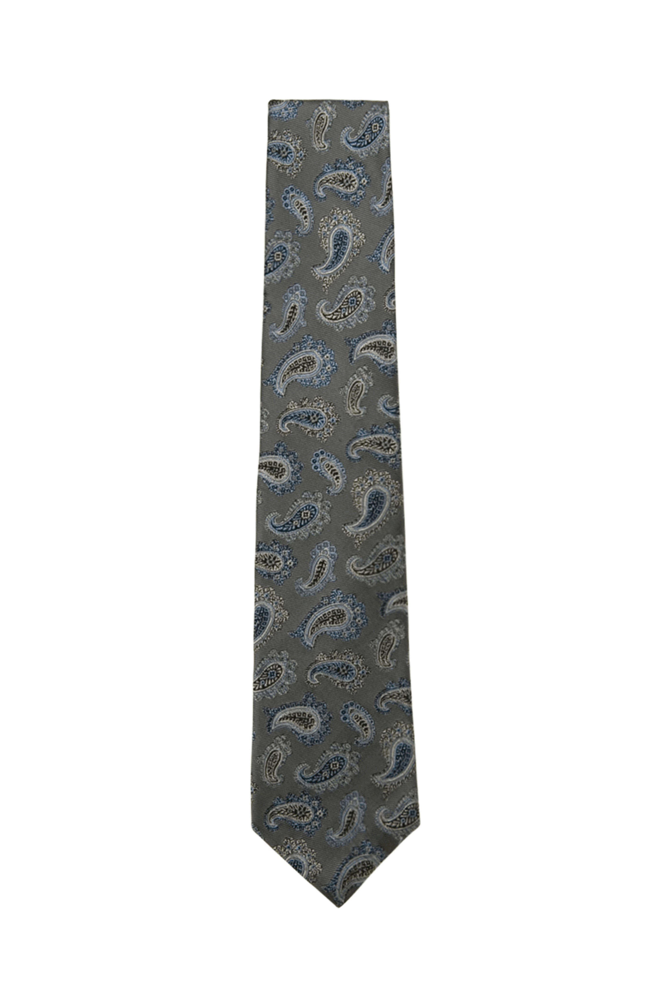 Kiton - Black and Silver Paisley Tie