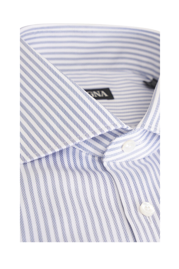 Zegna Sartorial Blue Stripe Cotton Dress Shirt - view 2