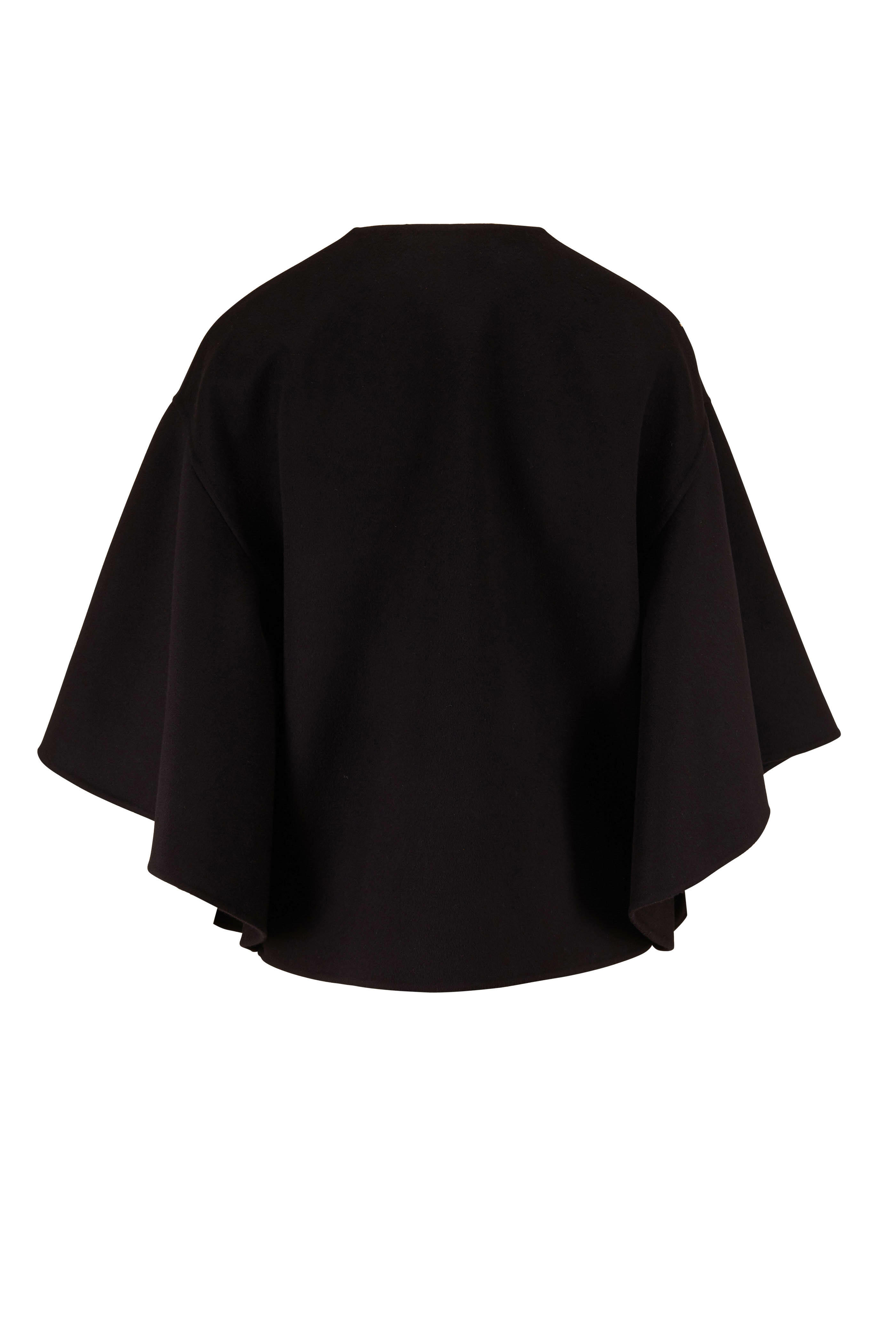【関税&送料込】Valentino Garavani Black Cashmere Cape VALENTINO GARAVANI - Fluffy Cashmere Blend cape | Leam Roma