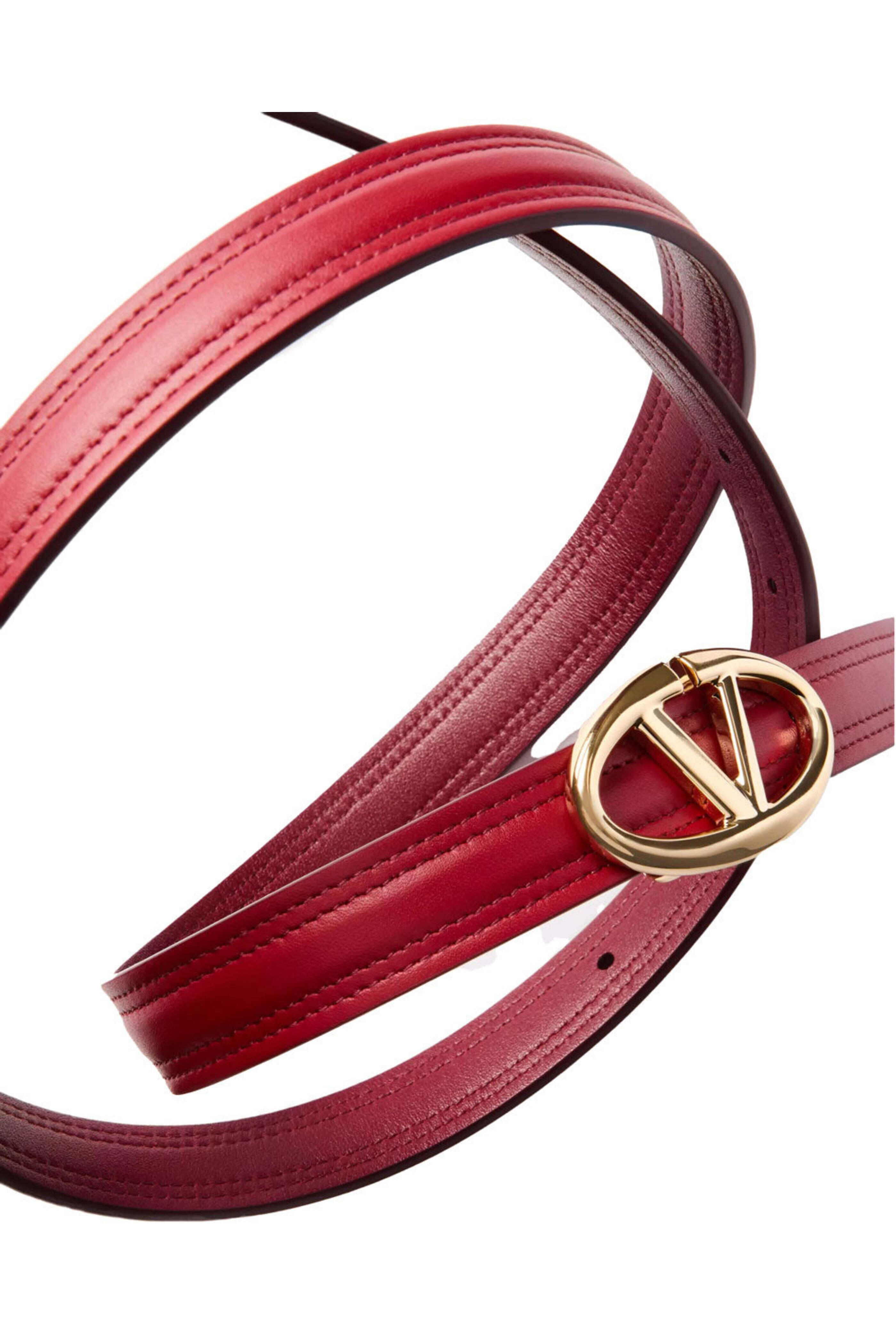 Valentino Garavani - VLogo Moon Reversible Belt in Dark Red