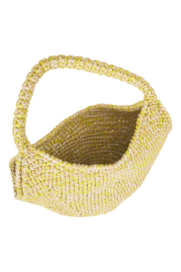 Khaite Mini Lotus Citron & White Raffia Tote - view 4