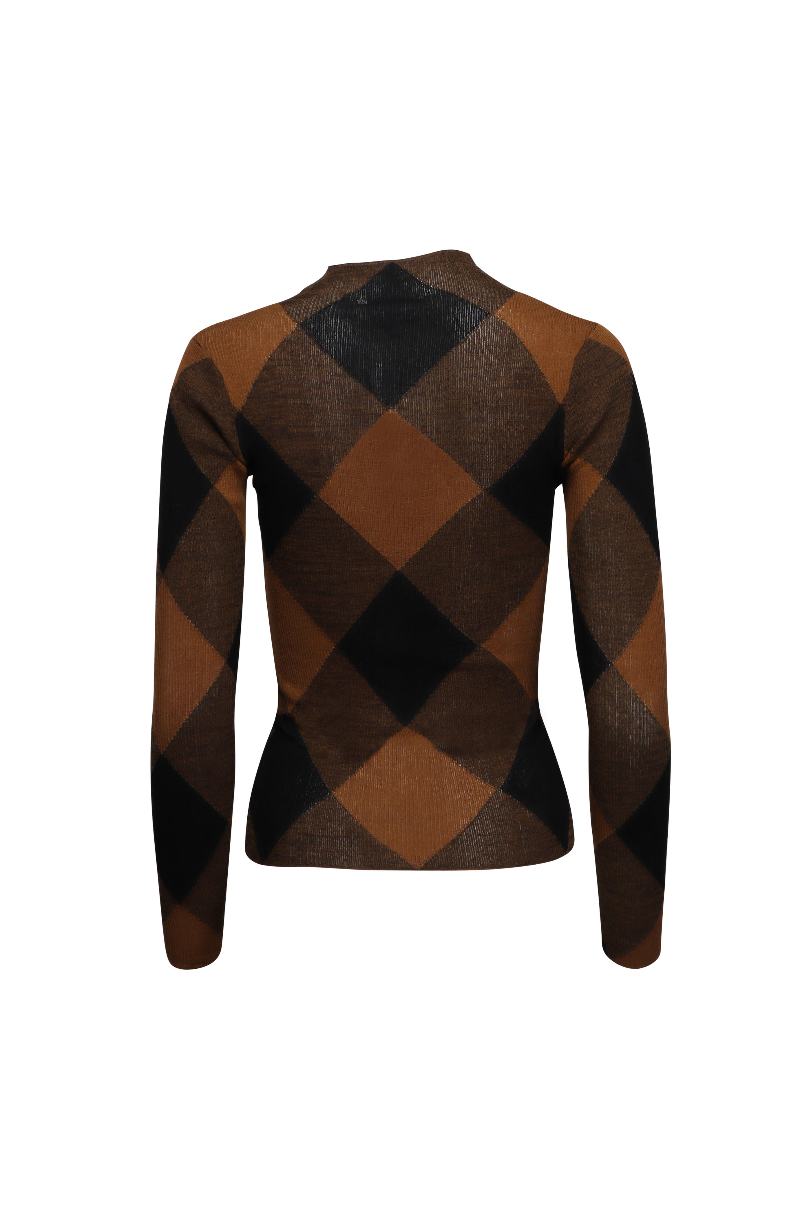 A.L.C. - Hugh Saddle & Black Argyle Knit Top | Mitchell Stores