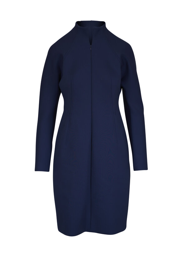 Akris Denim Techno Neoprene Mockneck Dress
