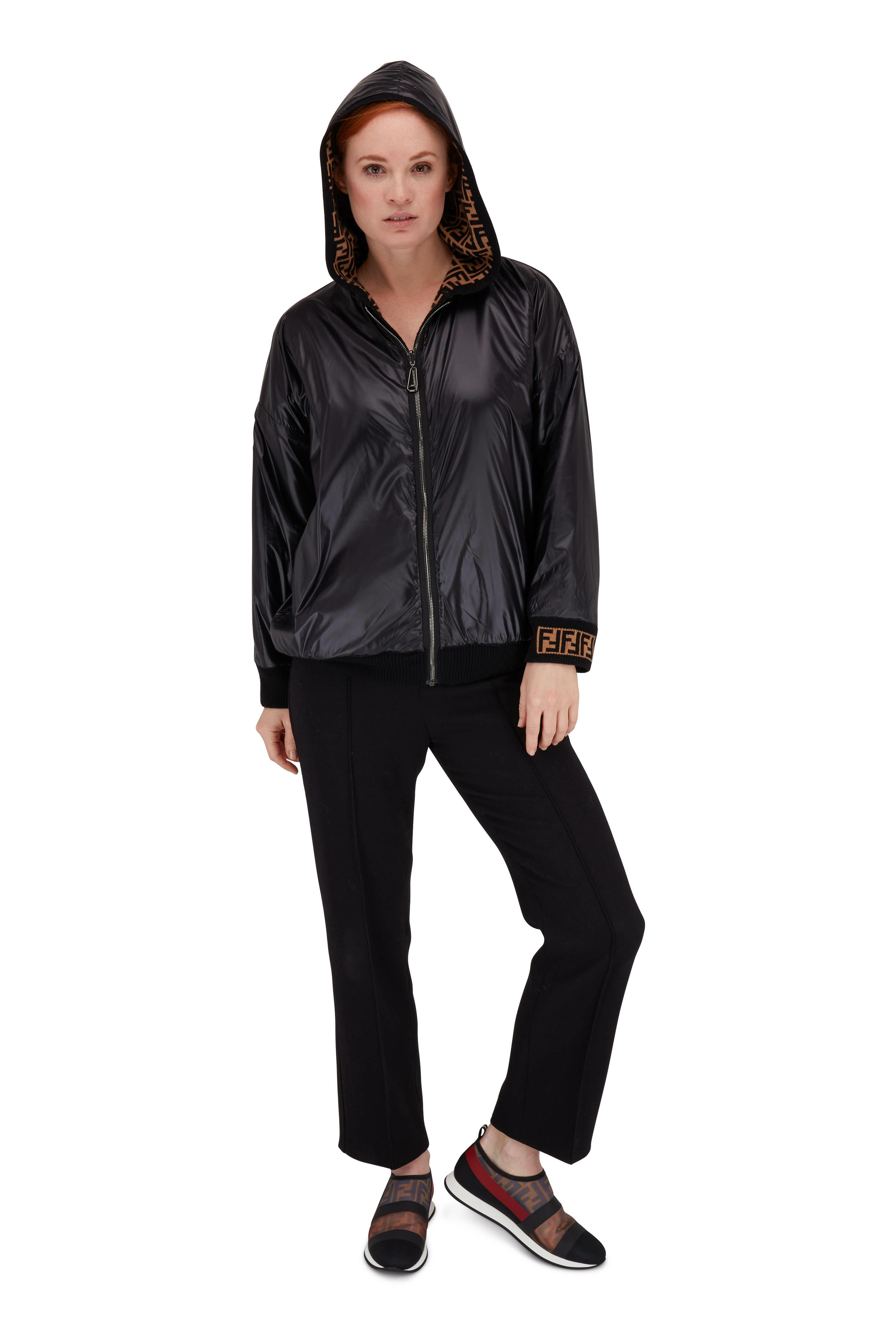 Fendi - Black & Brown Logo Reversible Bomber