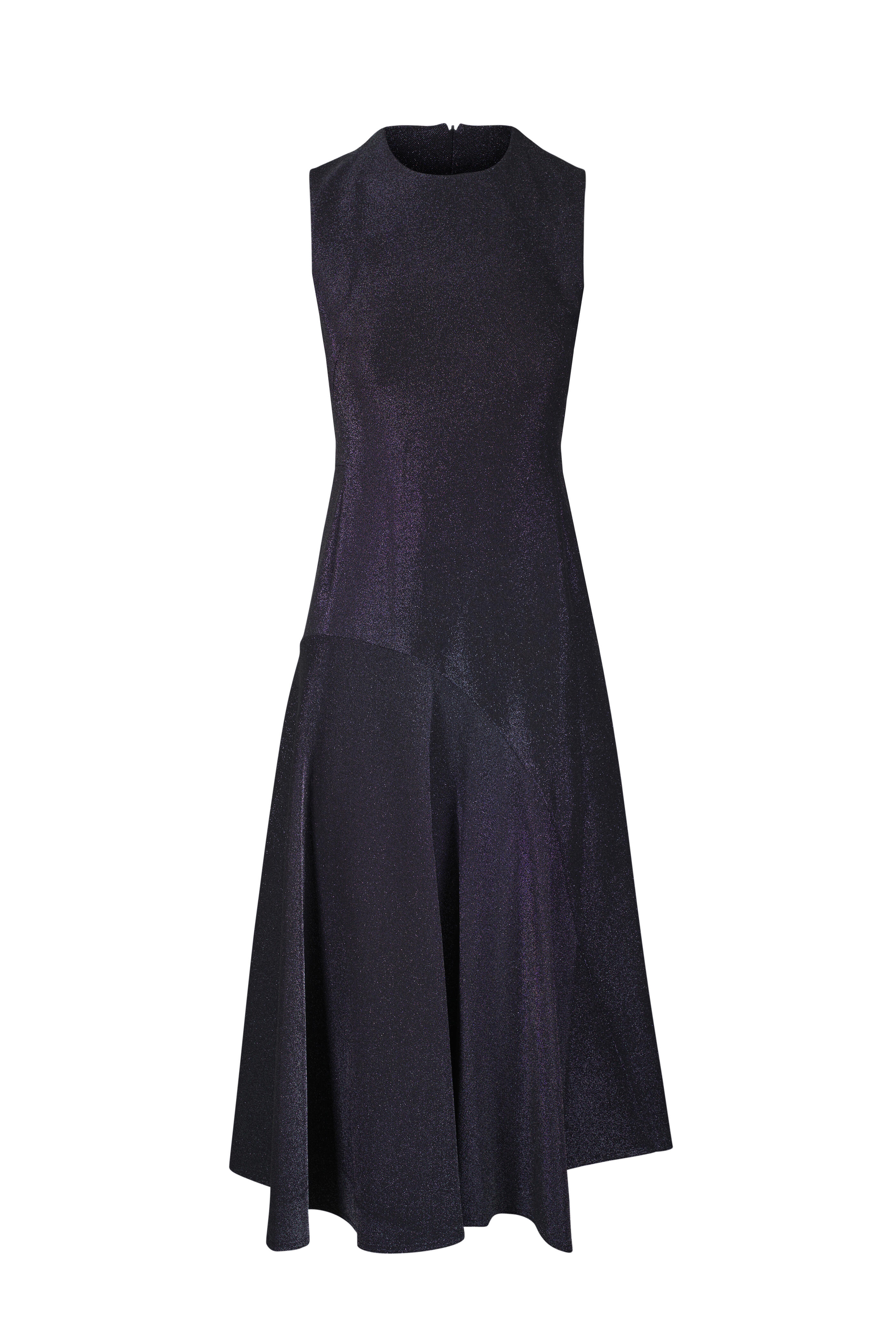 Akris Punto - Steel Metallic Jersey Asymmetric Midi Dress