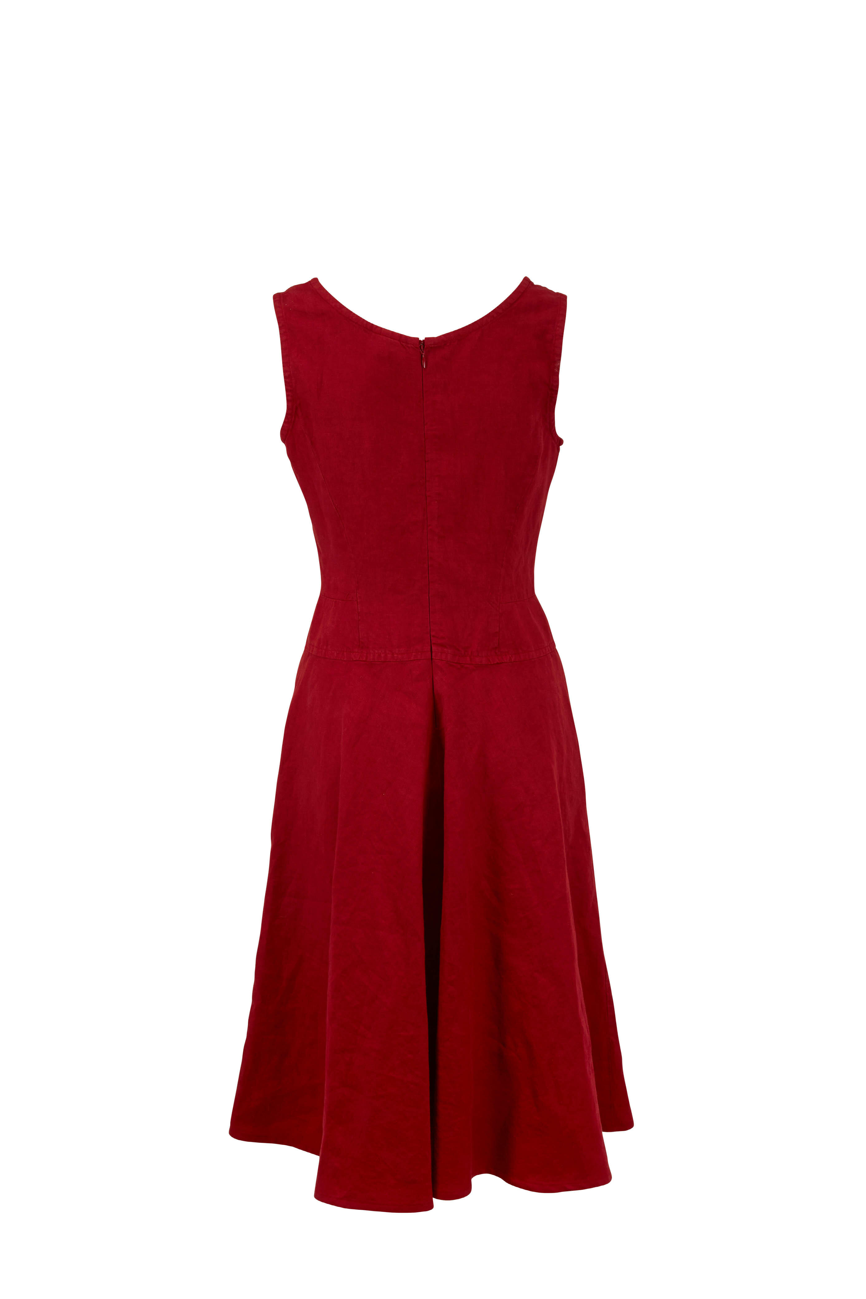 Aspesi - Red Linen Scoopneck Dress | Mitchell Stores Aspesi - Red Linen Scoopneck Dress | Mitchell Stores