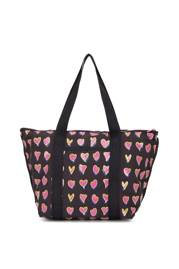 LeSportsac - Black With Pink Hearts Nylon Large Tote