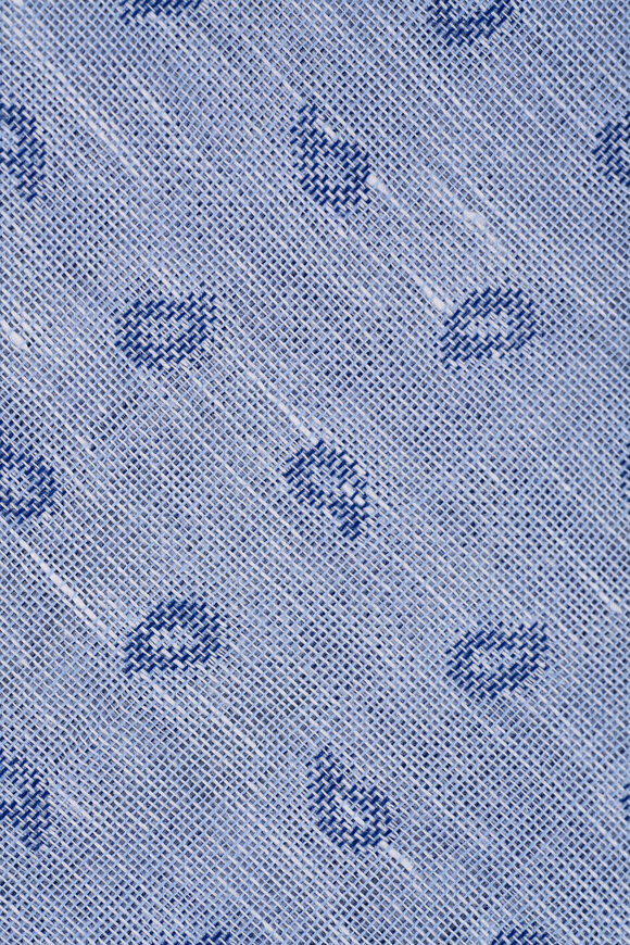 Zegna Light Blue Paisley Cotton & Linen Necktie - view 2