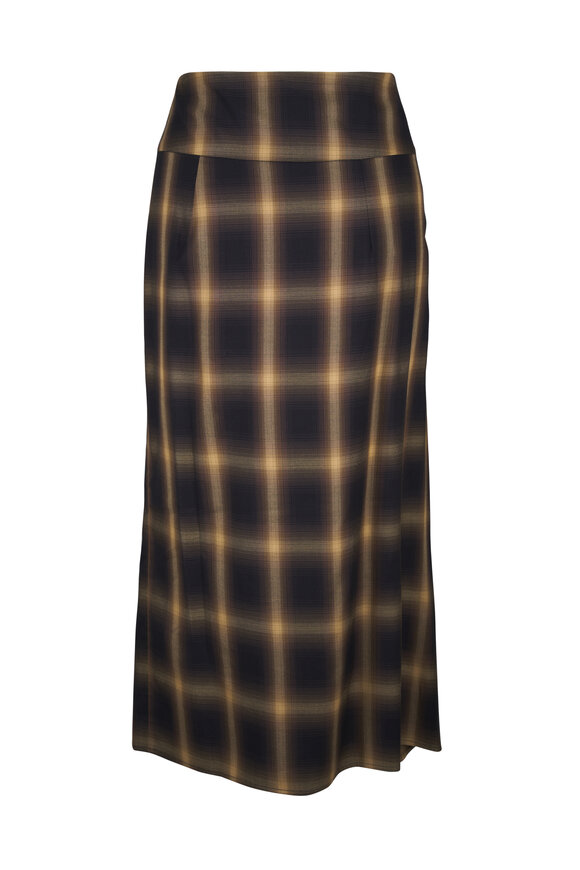 Zero + Maria Cornejo City Plaid Draped Midi Skirt - view 4