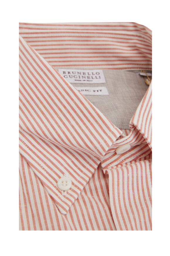 Brunello Cucinelli - Orange Mini Stripe Sport Shirt