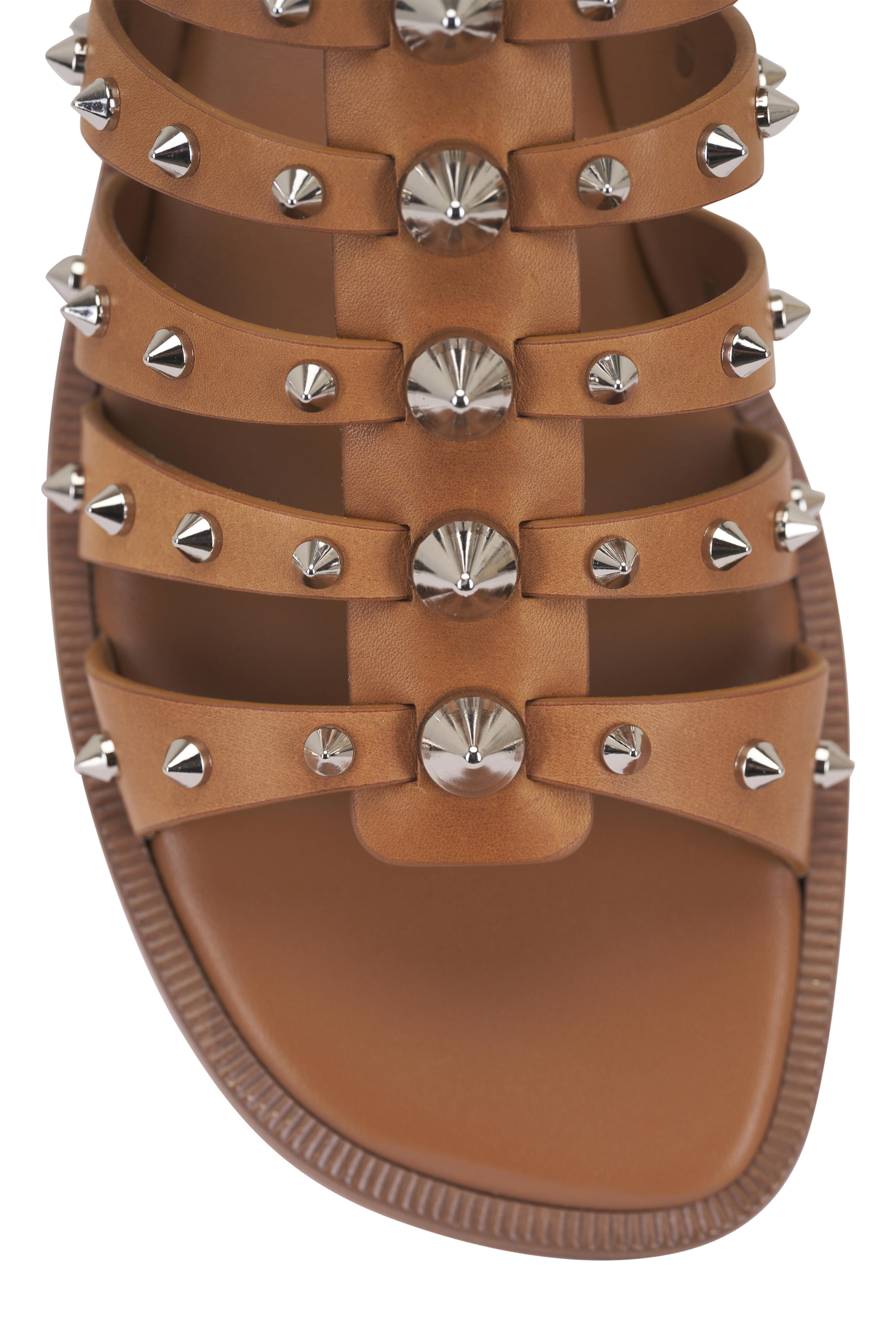 Christian Louboutin - Charja Tan Spike Flat Sandal
