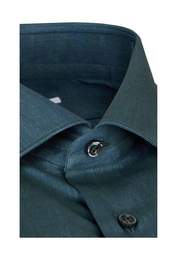 Fray Solid Hunter Green Cotton Sport Shirt - view 2