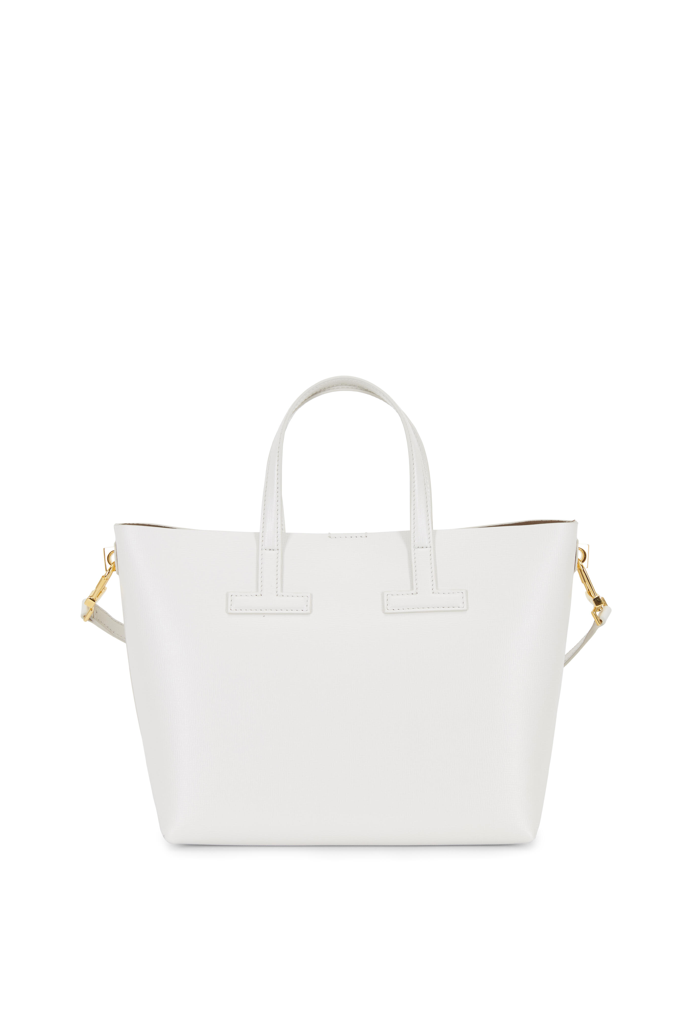 【関税&送料込み】Tom Ford Mini T Large Tote Bag Tom Ford - White Saffiano Leather Mini T Tote | Mitchell Stores