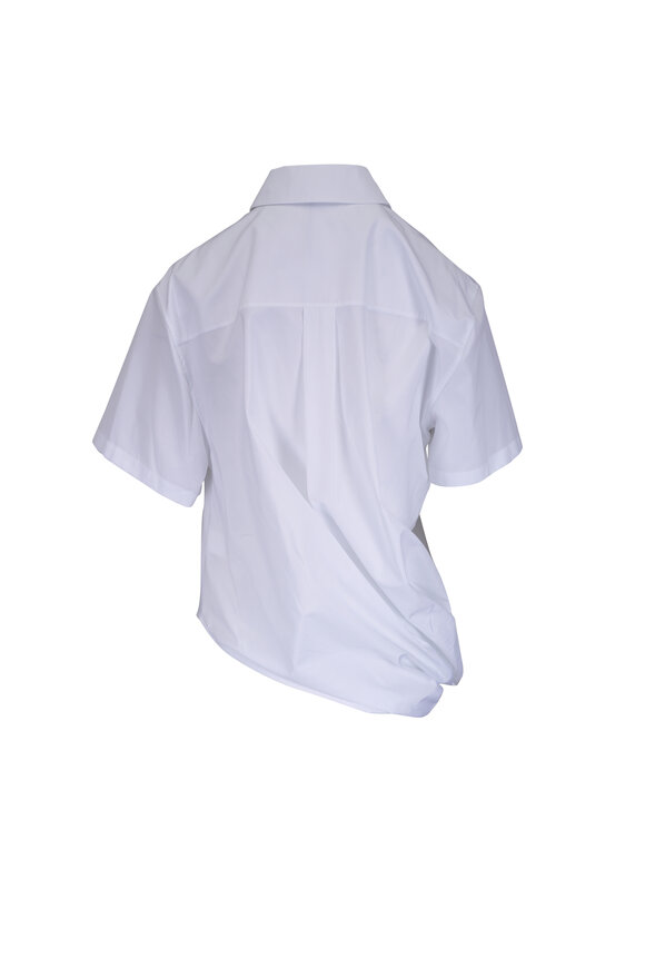 Loewe White Cotton Draped Button Up Blouse - view 3