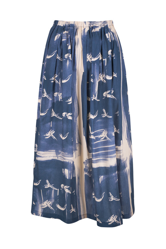 Odeeh China Blue Chilies Print Cotton Skirt