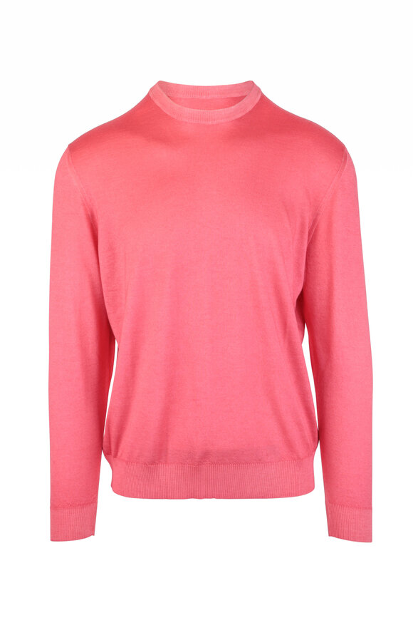 Kiton - Pink Cashmere & Silk Crewneck Sweater 