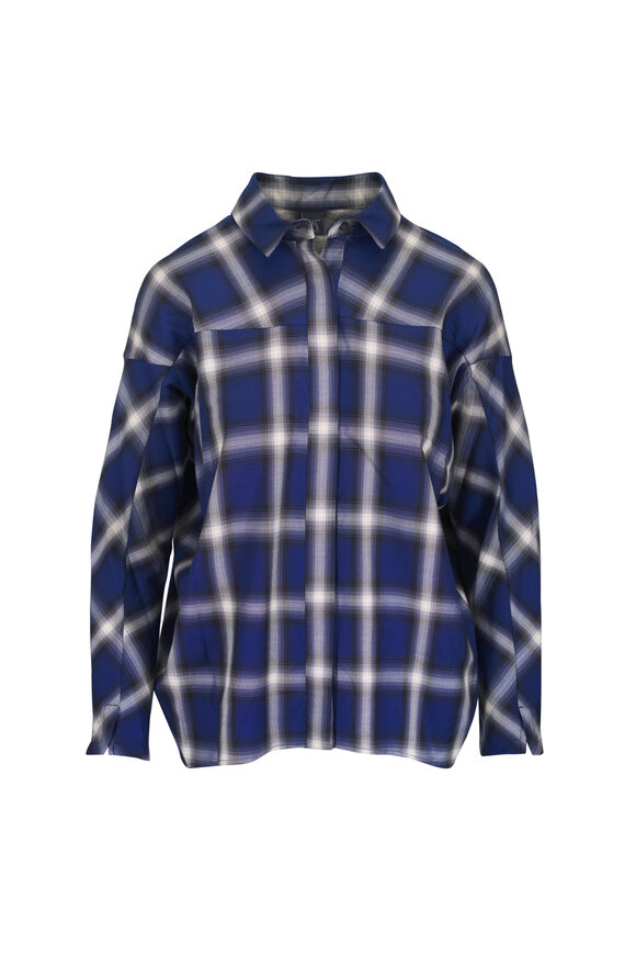 Zero + Maria Cornejo Manu Ink City Plaid Button Down Blouse - view 1