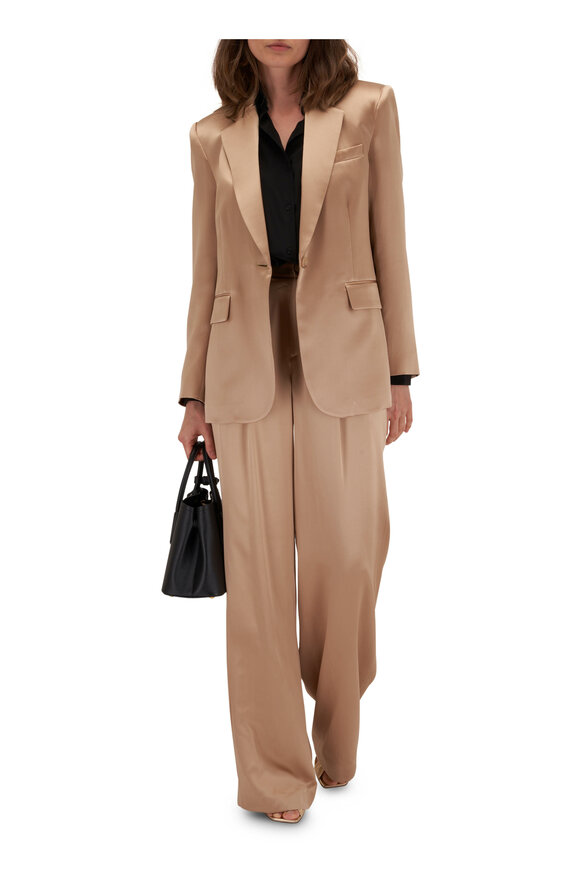 Nili Lotan - Boyfriend Khaki Silk Blazer 