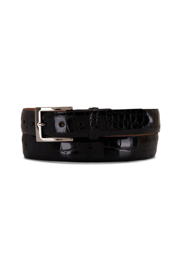 W Kleinberg - Glazed Black Textured Belt 