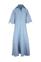 coco embroidered denim dress Coco Embroidered Denim Caftan Dress (Women)