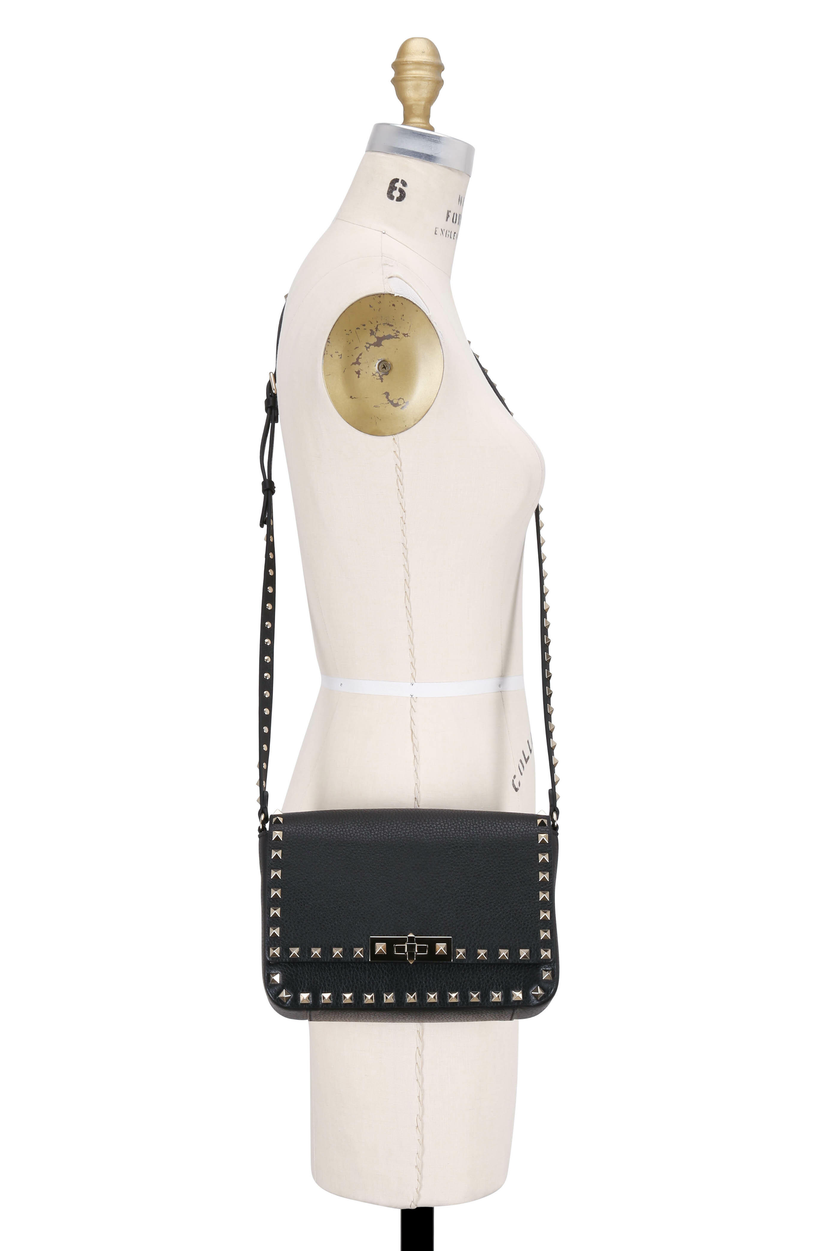 Valentino Garavani - Rockstud Black Leather Small Crossbody Bag