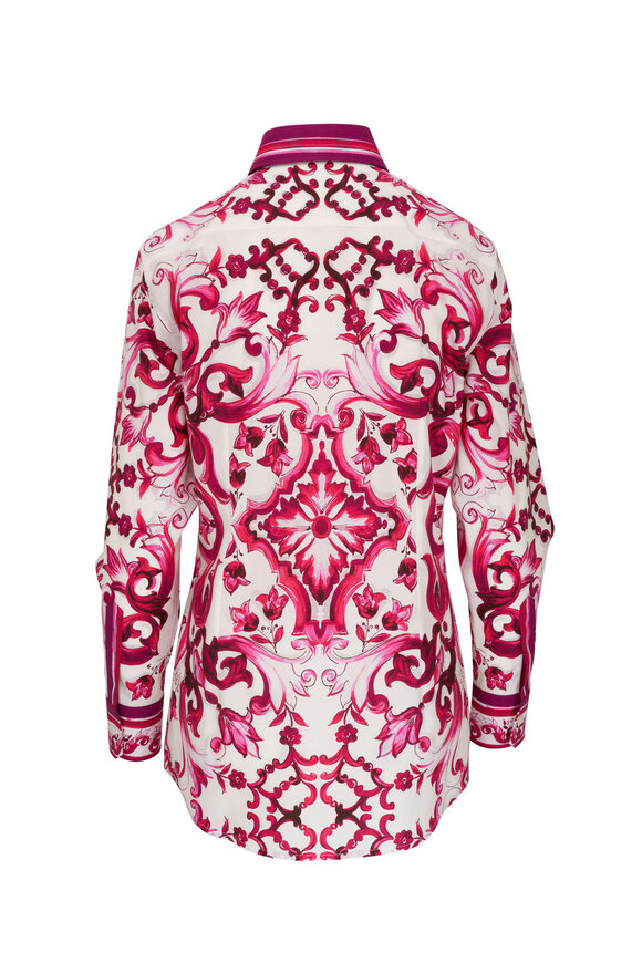 Dolce & Gabbana - Pink & White Maiolica Print Blouse 