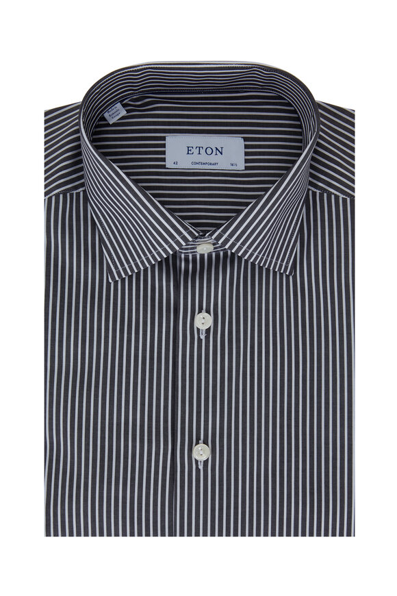 Eton - Black Striped Contemporary Fit Sport Shirt