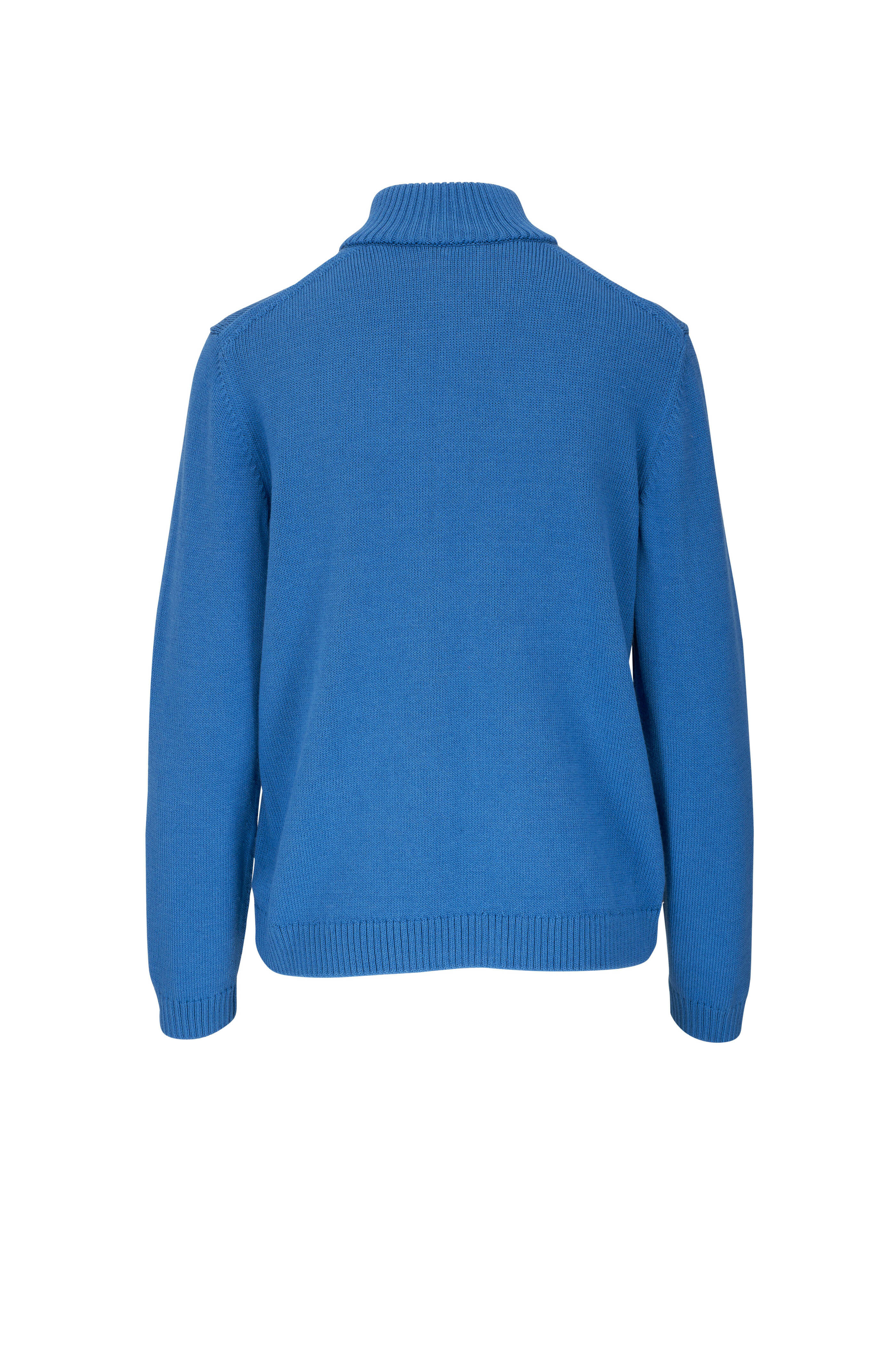 Lafayette 148 New York - Sonic Blue Cotton & Silk Tape Knit Bomber