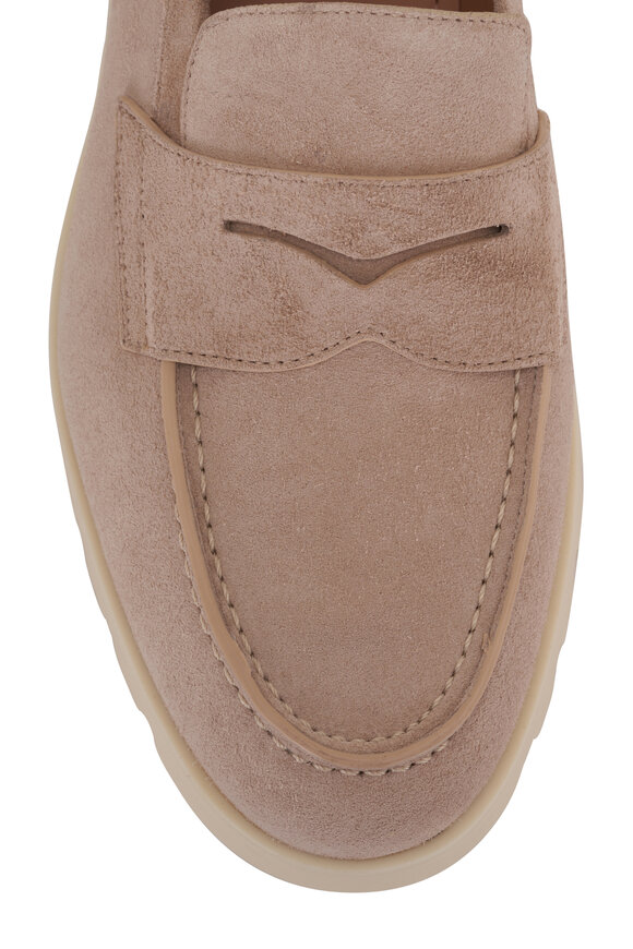 Santoni - Detroit Beige Suede Lug Sole Loafer