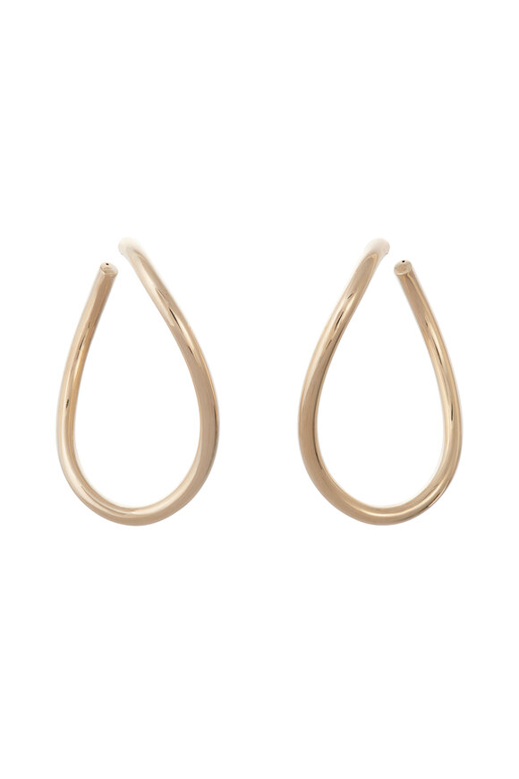 Sidney Garber 18k Yellow Gold Curved Oval Hoop Earring - view 1