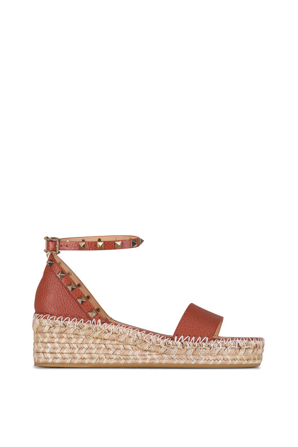 Valentino Garavani - Saddle Leather Rockstud Espadrille Wedge, 55mm