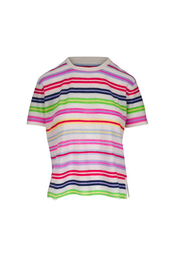 Majestic Milk Multi Stripe Cashmere Sweater