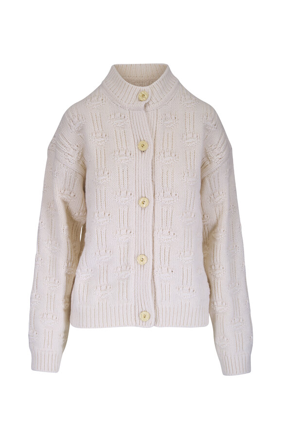 Marni White Fisherman Knit Wool & Cashmere Cardigan - view 1