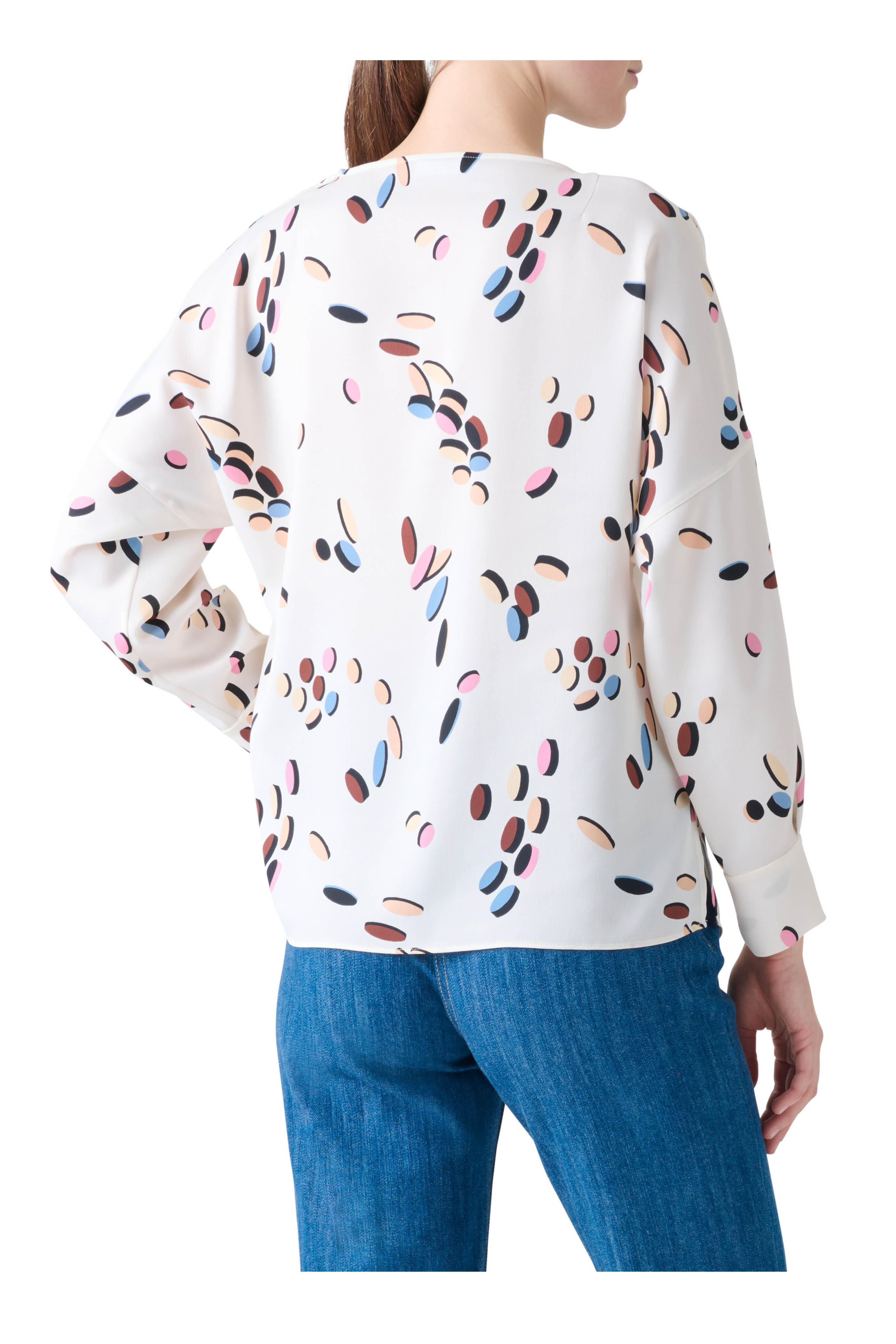 Akris Punto - Cream Multicolor Dropping Dot Print Blouse