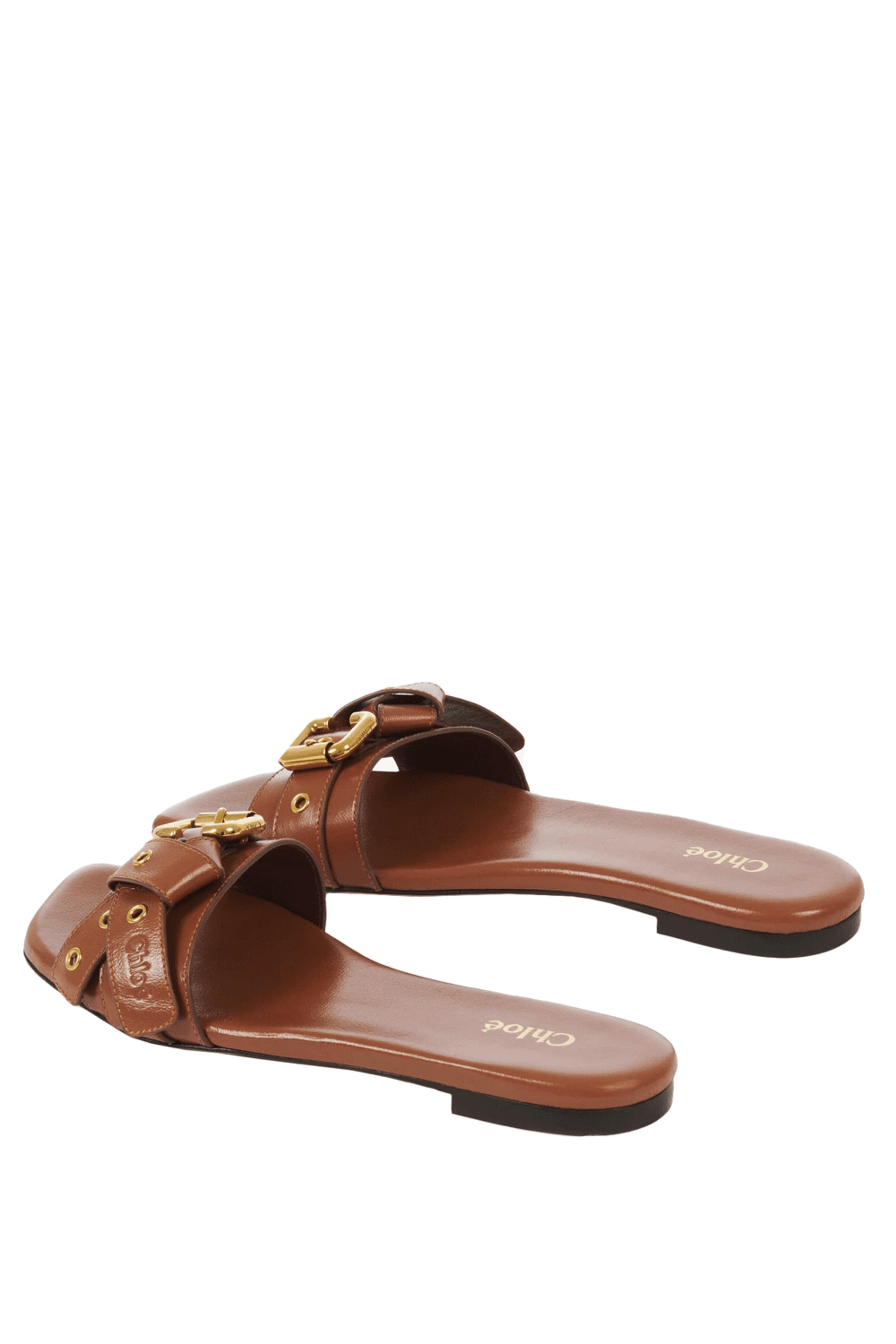 サンダル・ミュール Chloe Slide 'Mae' CHLOÉ Mae buckle-embellished glossed-leather slides | NET-A