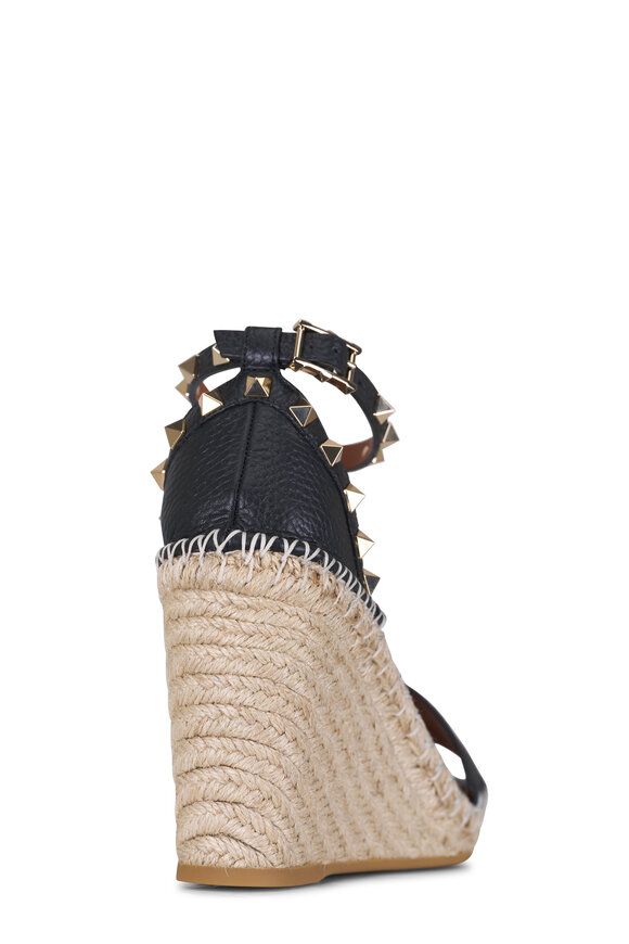 Valentino Garavani - Black Rockstud Espadrille Wedge, 105mm