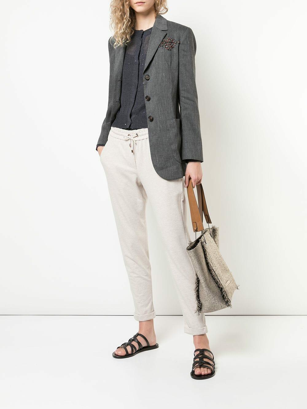 アウターその他 BRUNELLO CUCINELLI LUREX CARDIGAN Brunello Cucinelli - Midnight Linen & Silk Paillette Crop