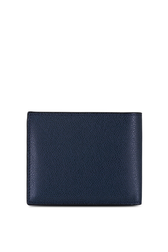 Valextra - Navy Leather Bi-Fold Wallet