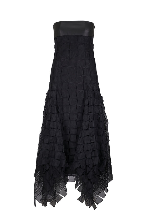 Akris Organza Black Trapezoid Embroidery Strapless Gown - view 1