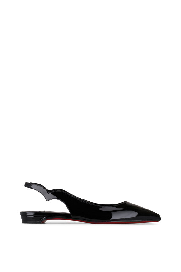 Christian Louboutin - Hot Chickita Black Patent Leather Slingback Flat