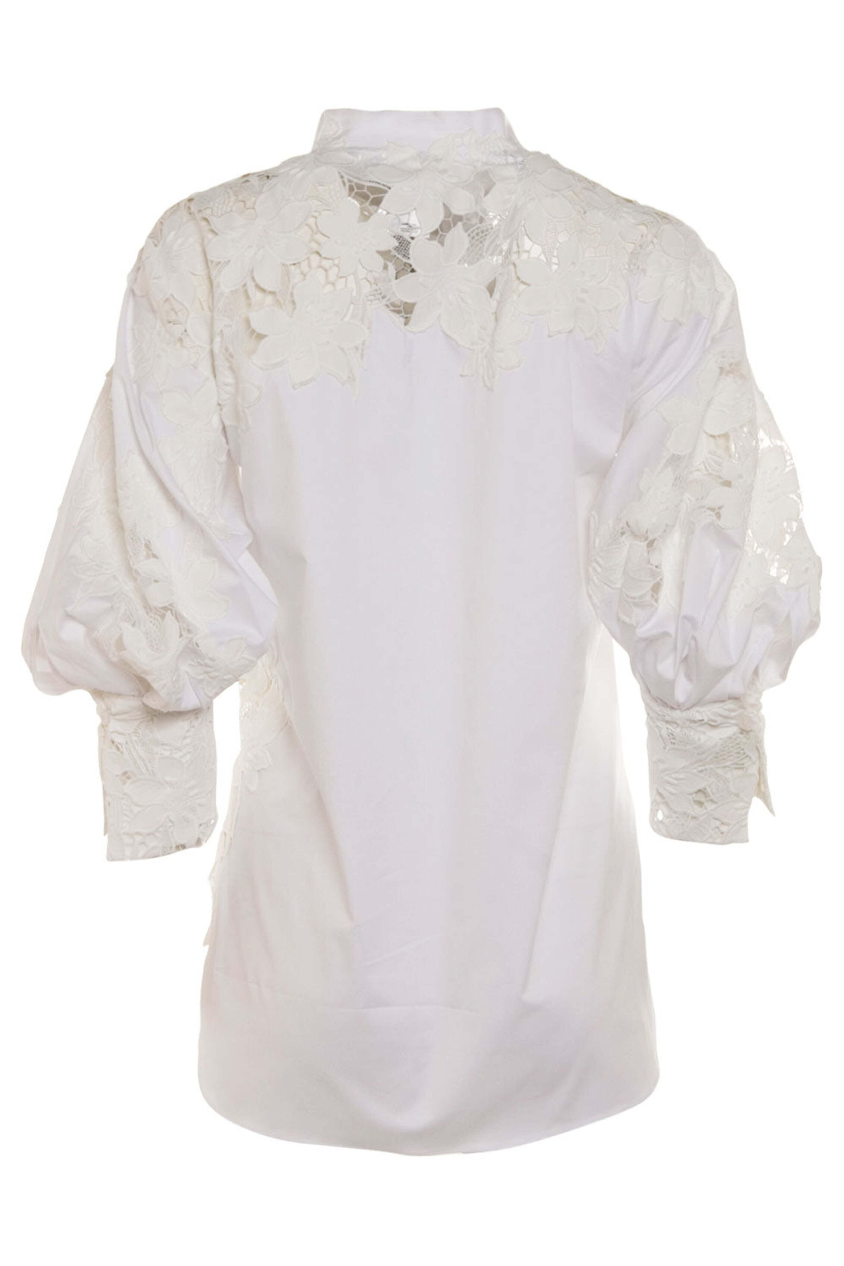 Oscar de la Renta - White Lace Applique Tiger Lily Blouse