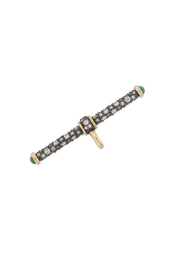 Lucy Delius 14k Yellow Gold Antique Diamond T Bar Pendant